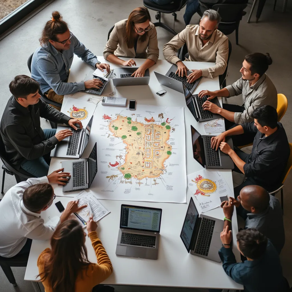 Diverse team members in a creative brainstorming session for Chicken Road