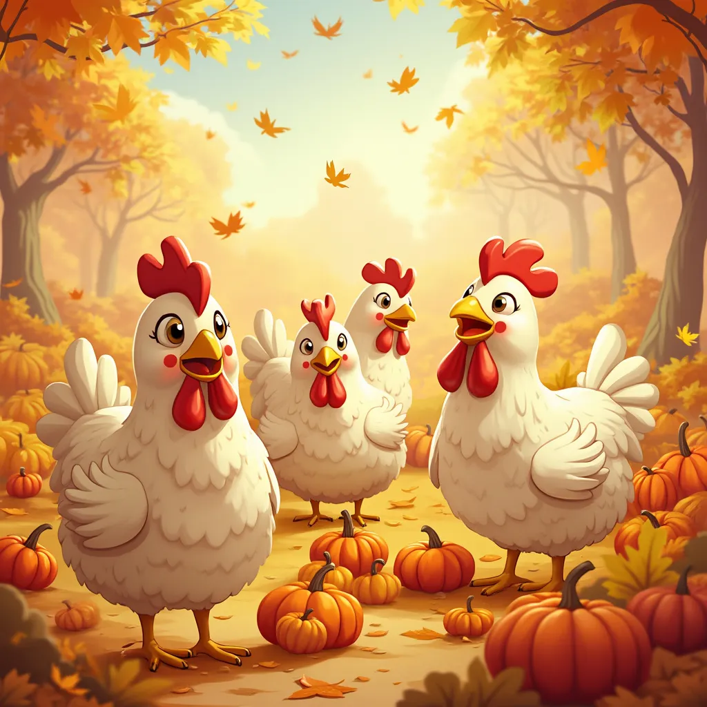 Large image of Chickens celebrating a seasonal festival within the Chicken Road app.